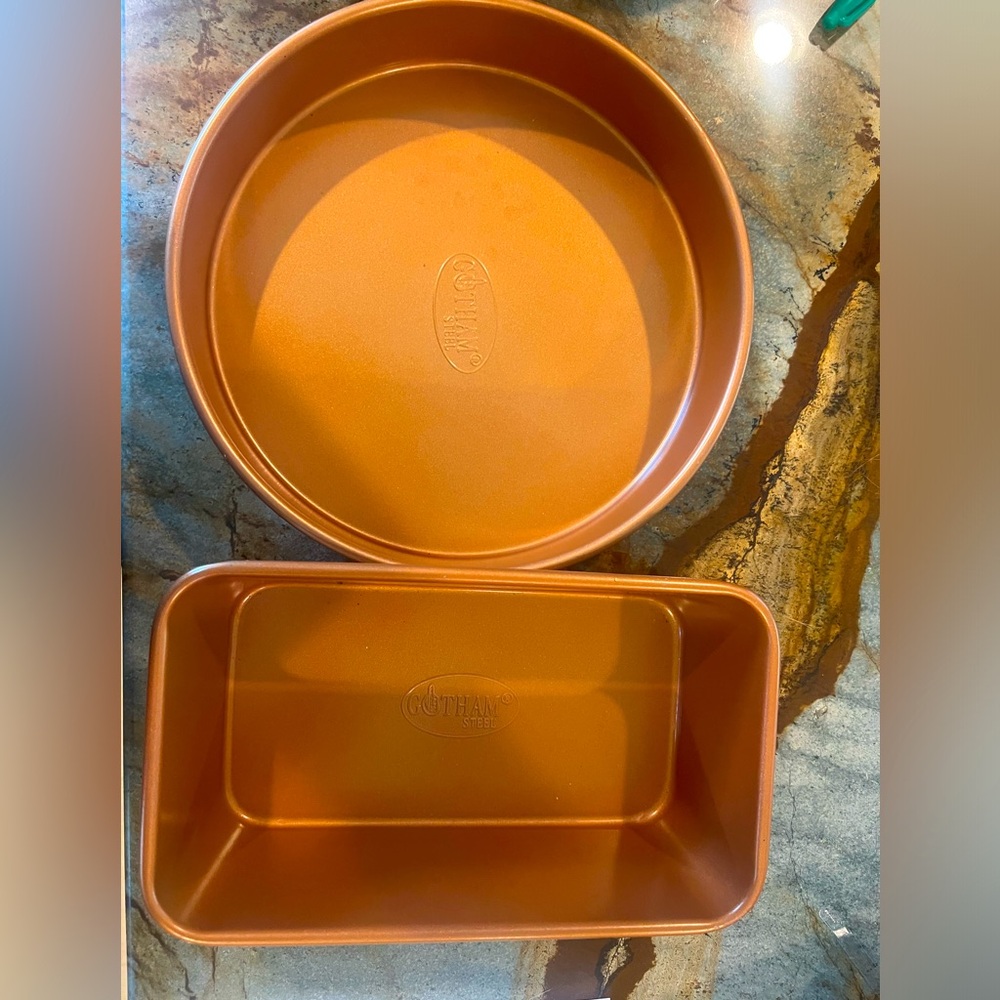 🧡🤎 GOTHAM 🧡🤎 Steel Non-Stick Cookware Set Meatloaf Round Cake 9.5”🧡 Copper